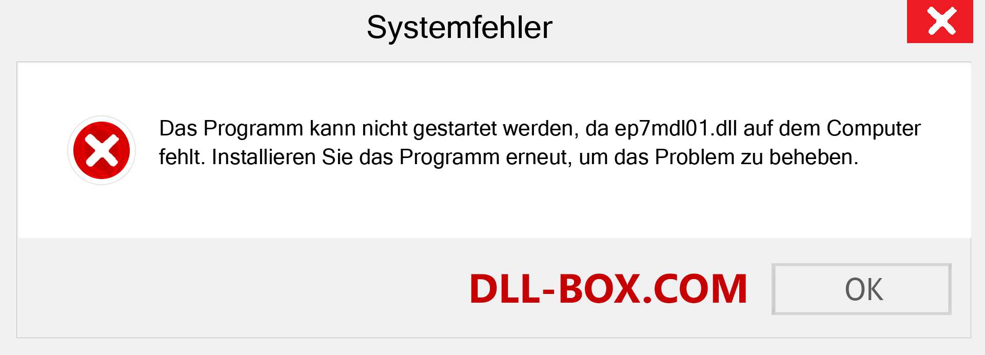 ep7mdl01.dll-Datei fehlt?. Download für Windows 7, 8, 10 - Fix ep7mdl01 dll Missing Error unter Windows, Fotos, Bildern